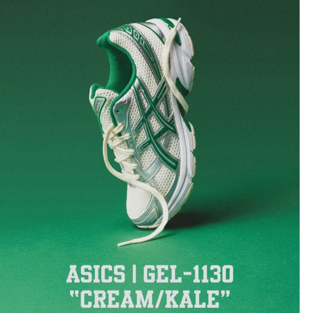 ASICS Cream and Kale Green Sneakers